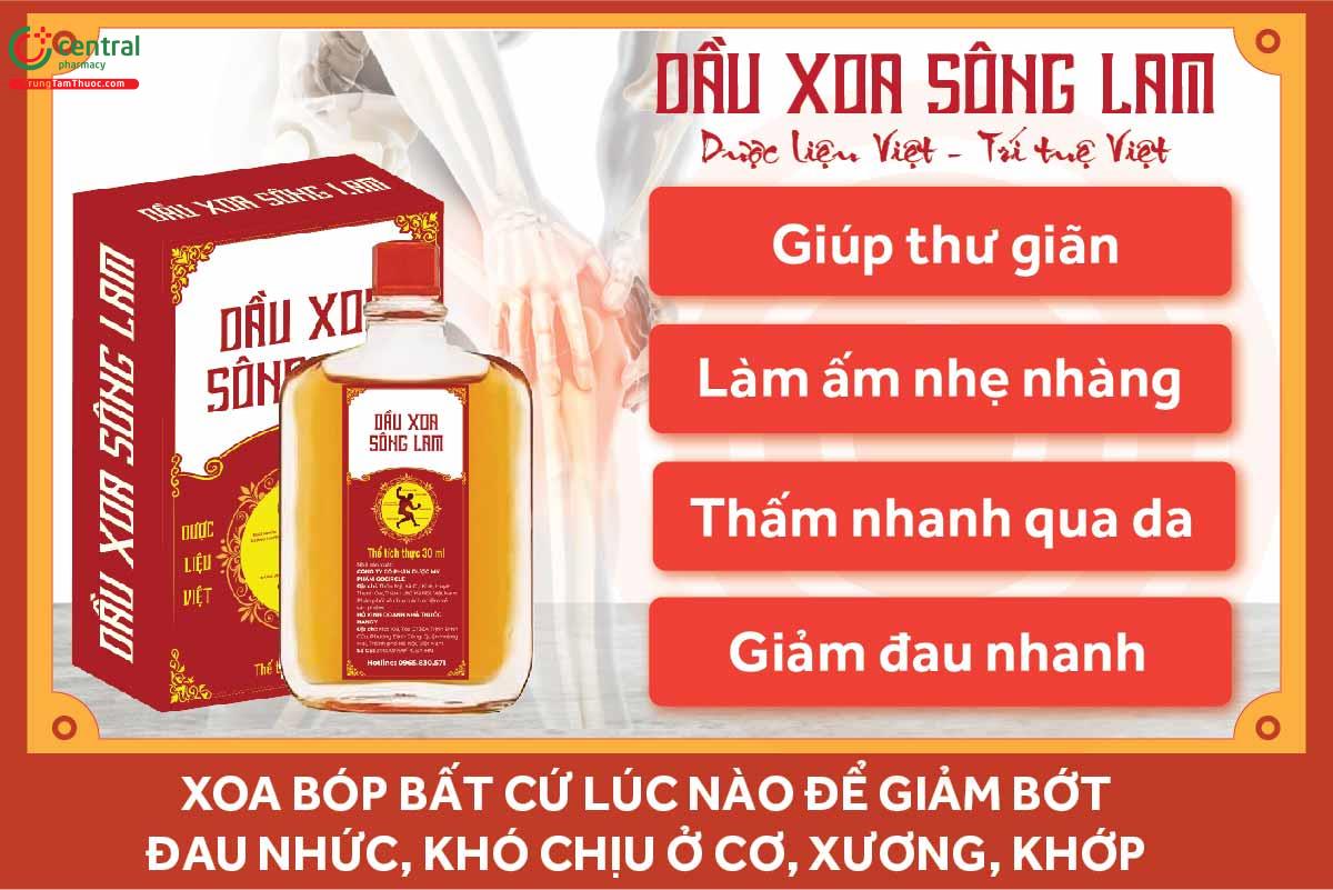 Dầu xoa bóp Sông Lam là sản phẩm nổi bật với các thành phần tự nhiên