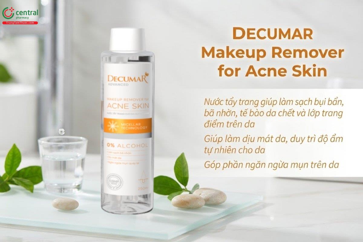 Nước tẩy trang Decumar Makeup Remover for Acne Skin làm sạch cho da mụn