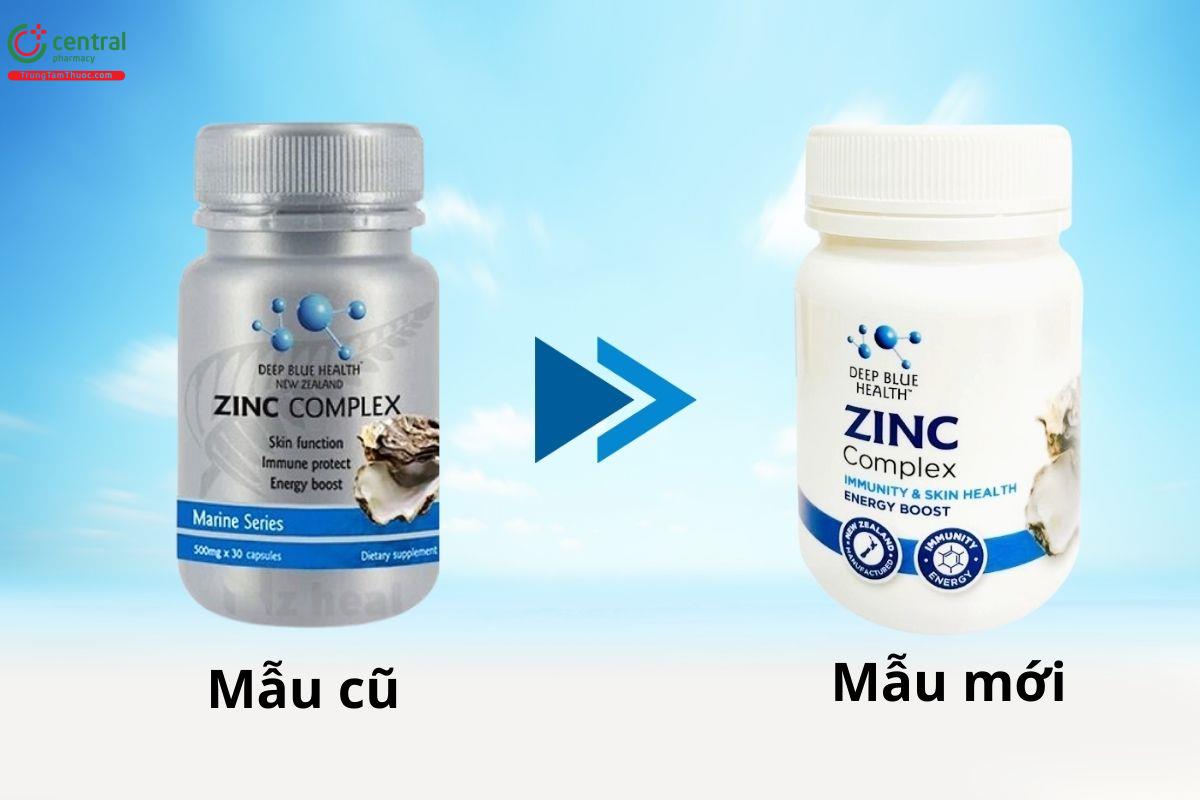 Sự thay đổi mẫu mã của Deep Blue Health Zinc Complex từ cũ sang mới