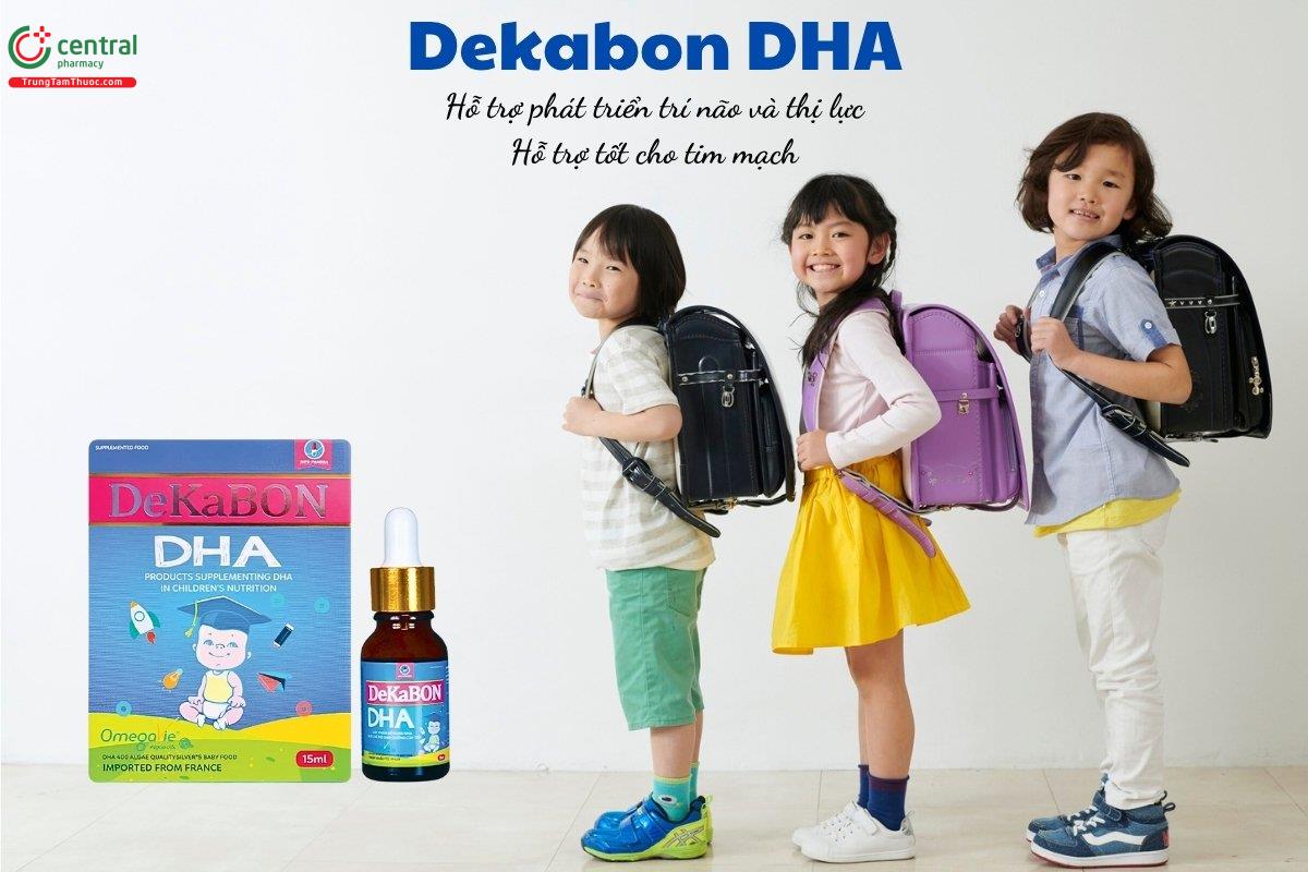 Dekabon DHA hỗ trợ phát triển trí não và thị lực cho trẻ, cải thiện ghi nhớ, tập trung, giảm tác hại từ thiết bị điện tử tới mắt và hỗ trợ tốt cho tim mạch