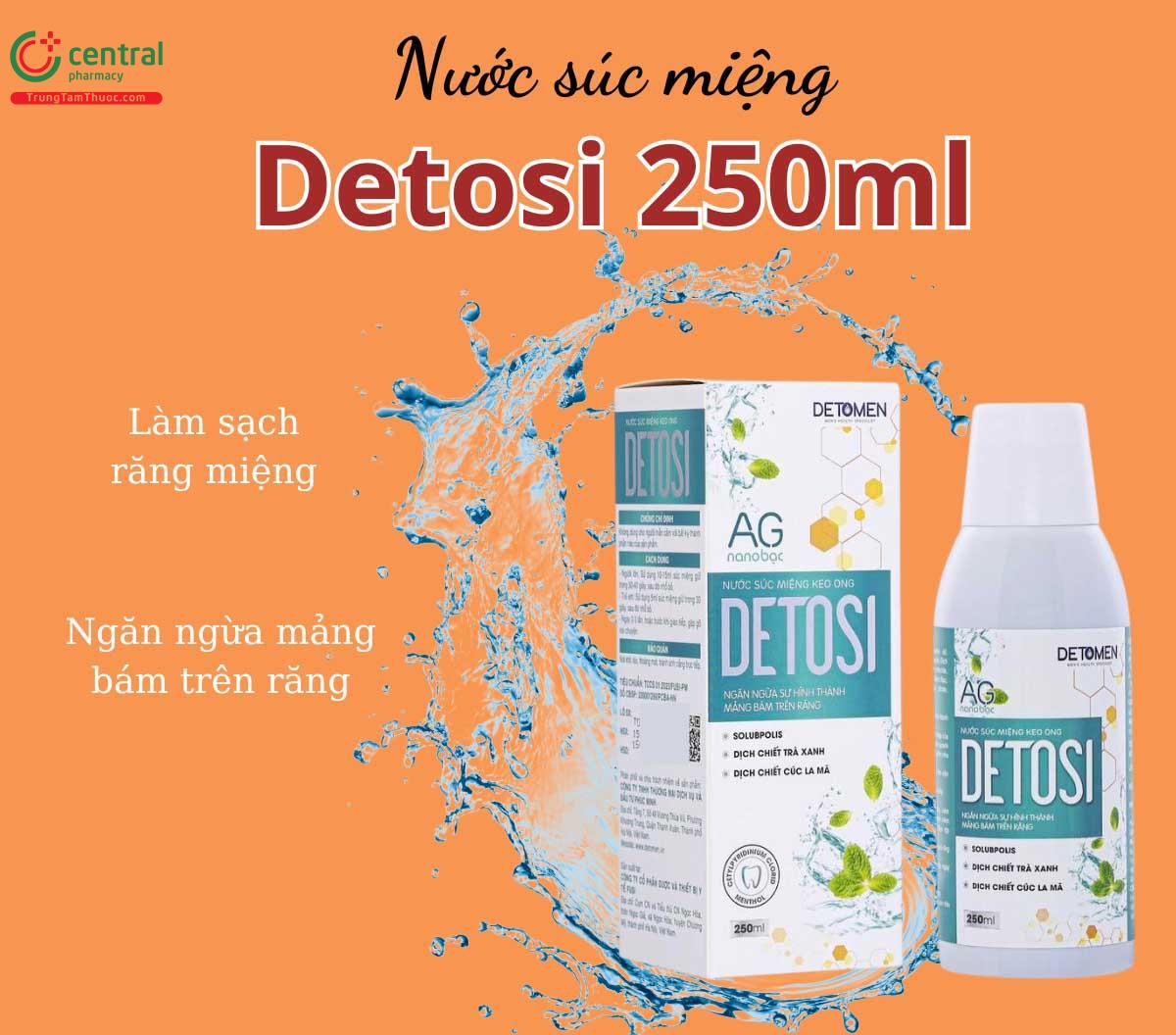 Nước súc miệng Detosi 250ml - Ngừa sâu răng, cho hơi thở thơm mát