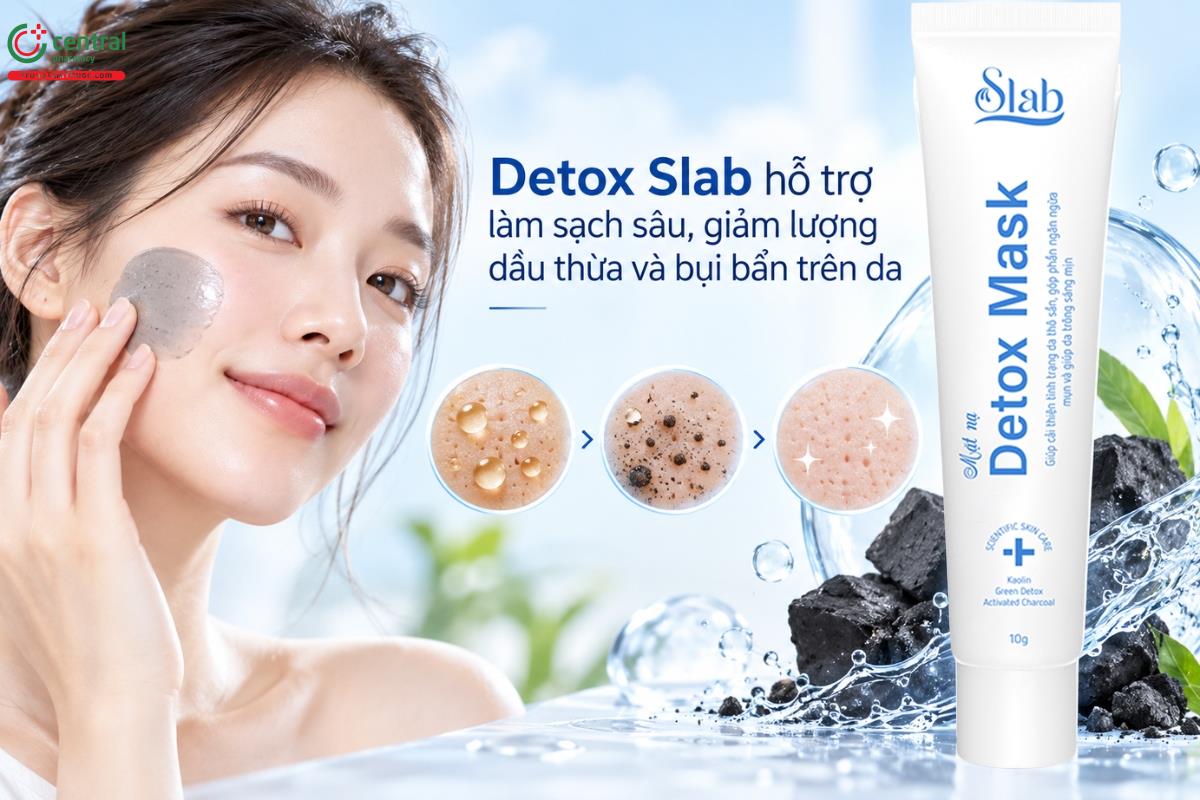 Detox Slab hỗ trợ làm sạch sâu, giảm lượng dầu thừa và bụi bẩn trên da