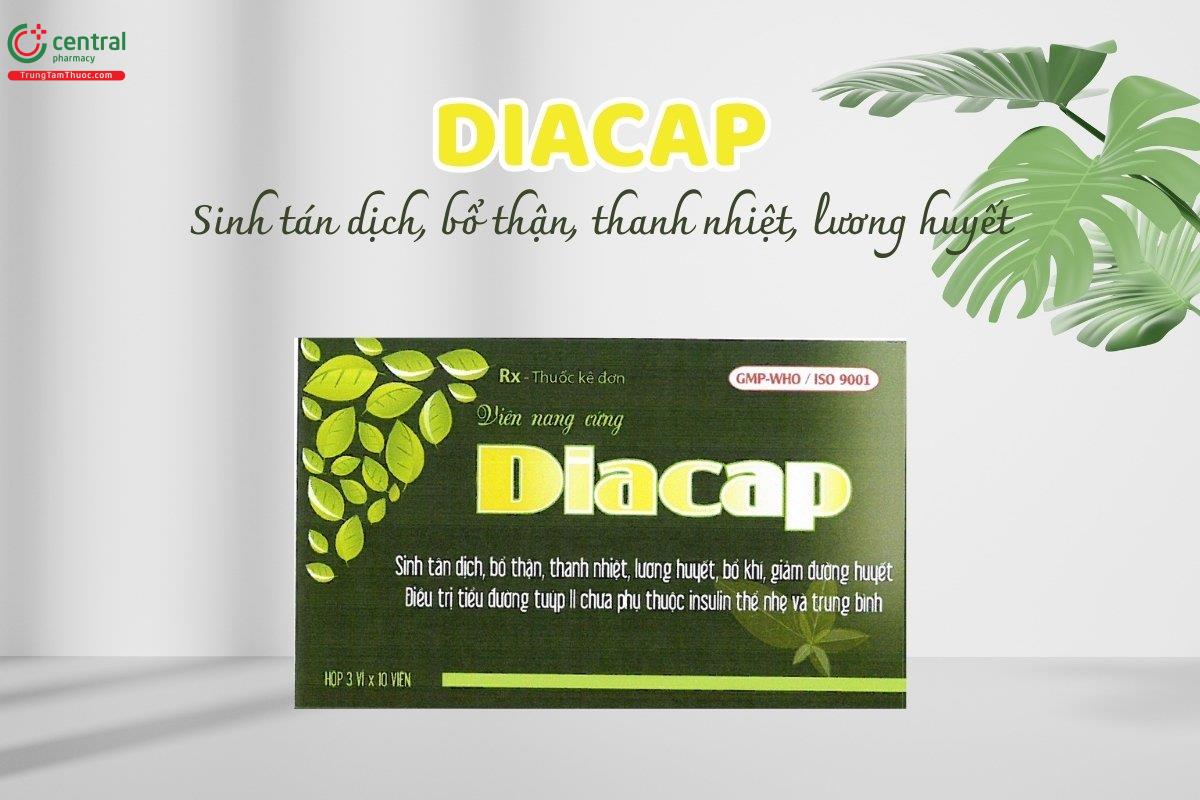 Thuốc Diacap có chứa các thành phần từ thảo dược thiên nhiên, được sử dụng cho những người mắc tiểu đường tuýp II thể nhẹ đến trung bình, chưa cần dùng insulin.