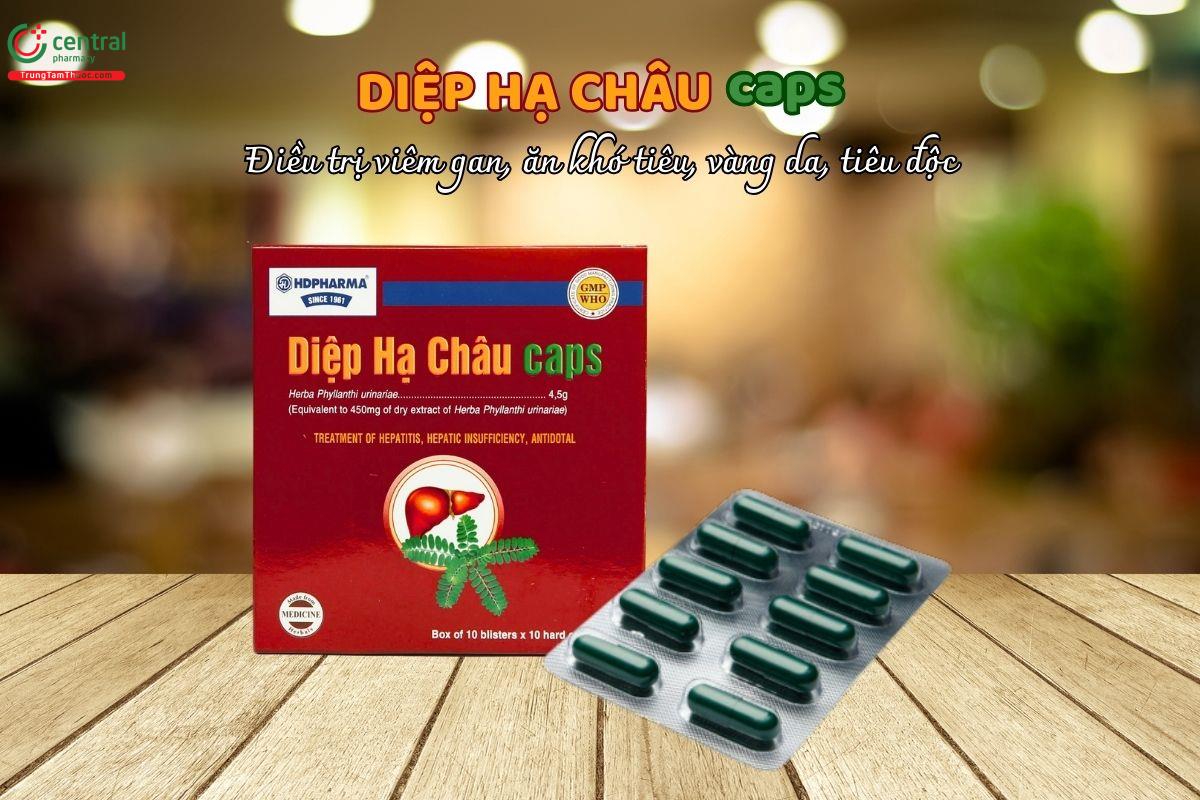 Viên uống Diệp hạ châu Caps điều trị các trường hợp viêm gan iúp thanh lọc cơ thể, tiêu độc trong các tình trạng như mụn nhọt, đinh râu, viêm da thần kinh, lở ngứa ngoài da.