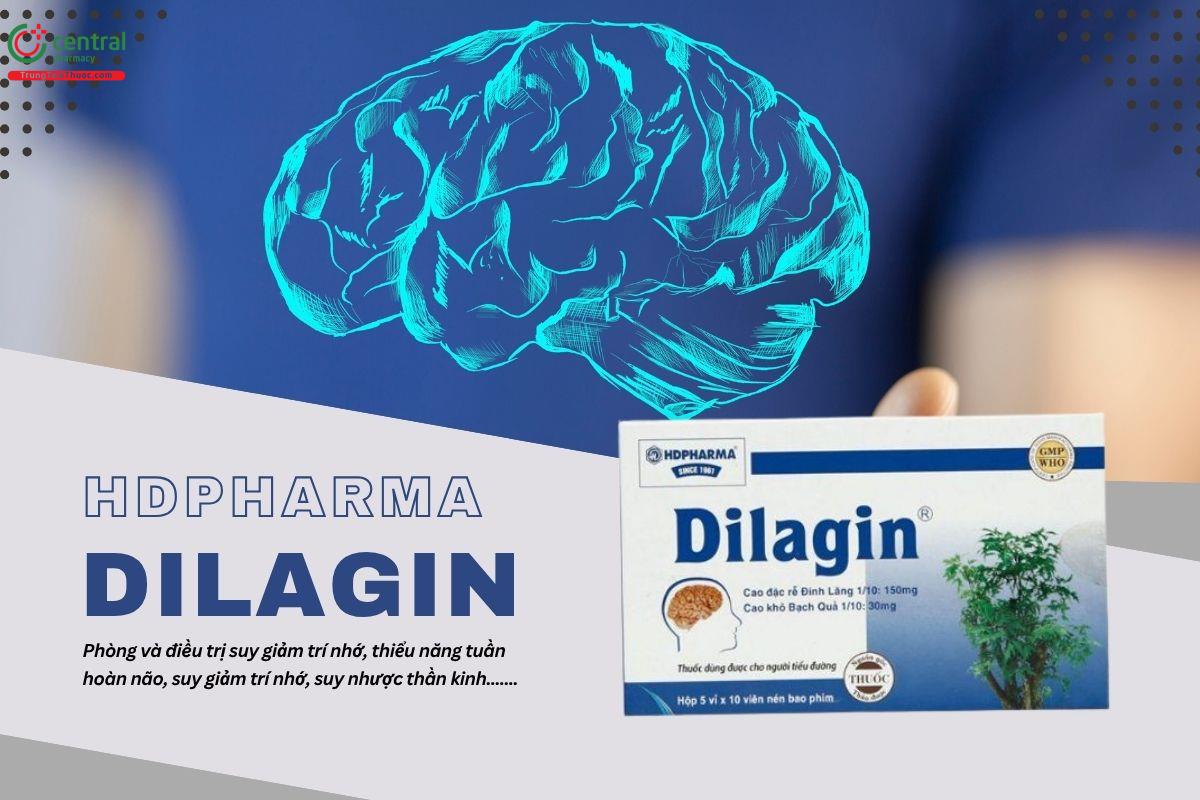 Thuốc Dilagin Hdpharma điều trị suy giảm trí nhớ, thiểu năng tuần hoàn não
