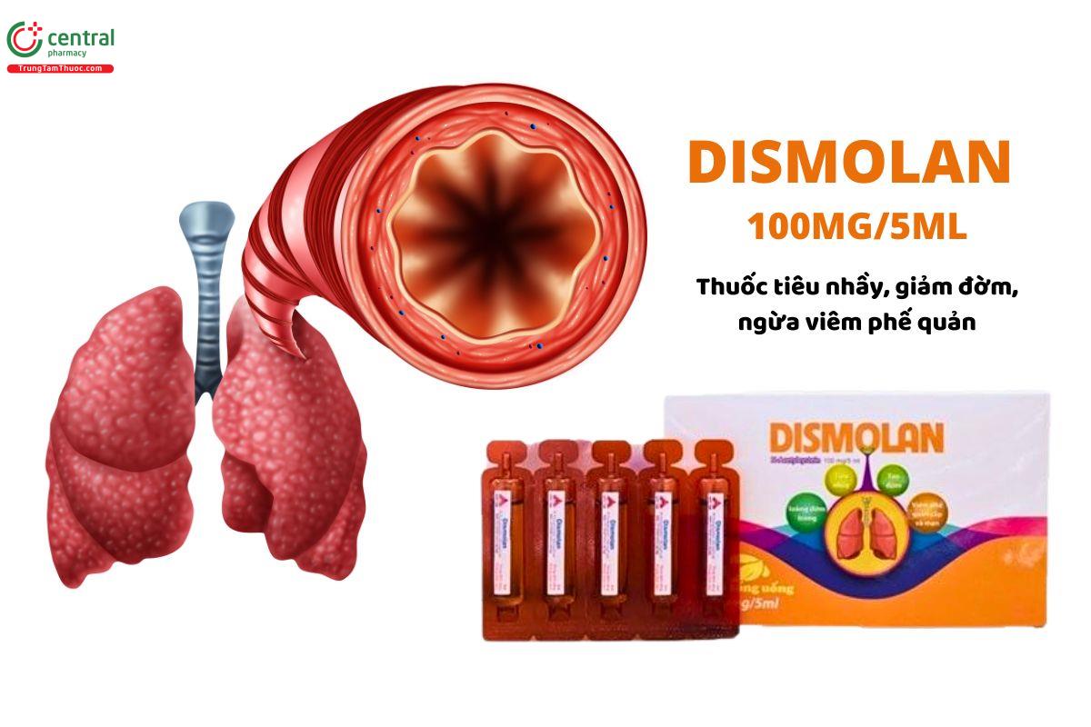 Thuốc trị ho, long đờm Dismolan 100mg/5ml hộp 4 vỉ x 5 ống