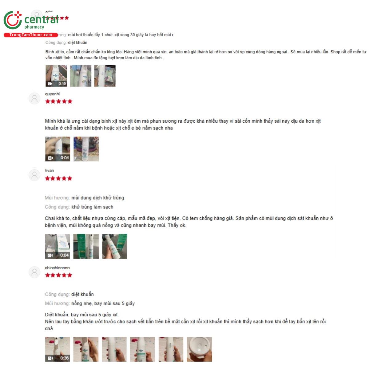 Một số đánh giá của khách hàng về sản phẩm Xịt kháng khuẩn Dizigone baby 300ml