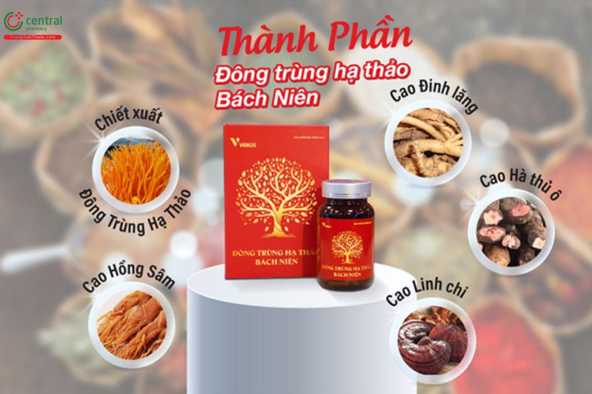 Đông trùng hạ thảo Bách niên có chứa thành phần gì?