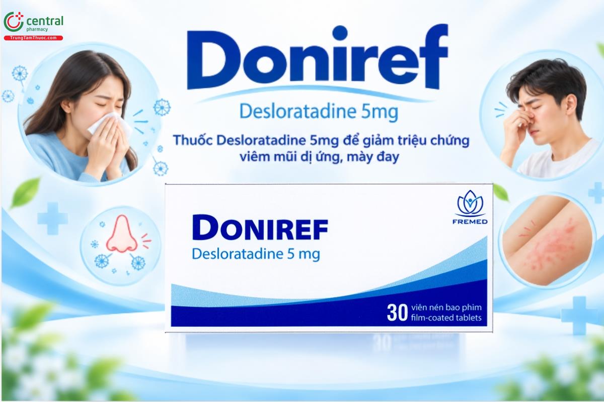 Thuốc Doniref 5mg để giảm triệu chứng viêm mũi dị ứng, mày đay 
