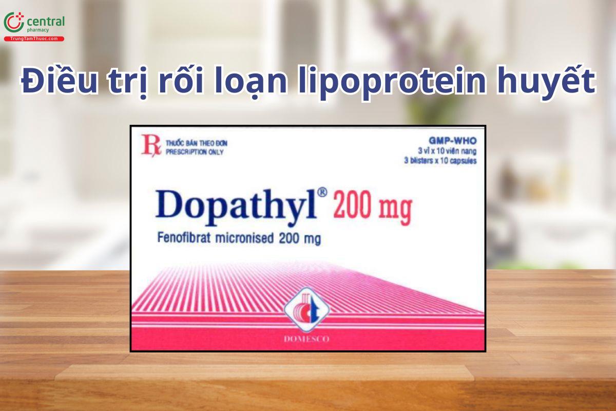 Thuốc Dopathyl 200mg được dùng để điều trị rối loạn lipoprotein máu