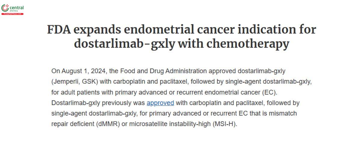 Chỉ định Dostarlimab