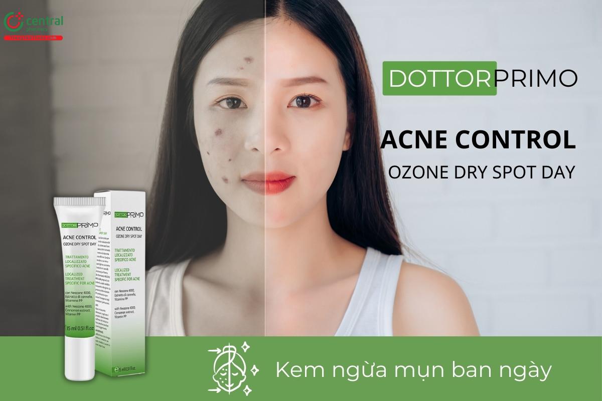 Kem ngừa mụn ban ngày DottorPrimo Acne Control Ozone Dry Spot Day có khả năng kháng khuẩn và kháng viêm mạnh mẽ.