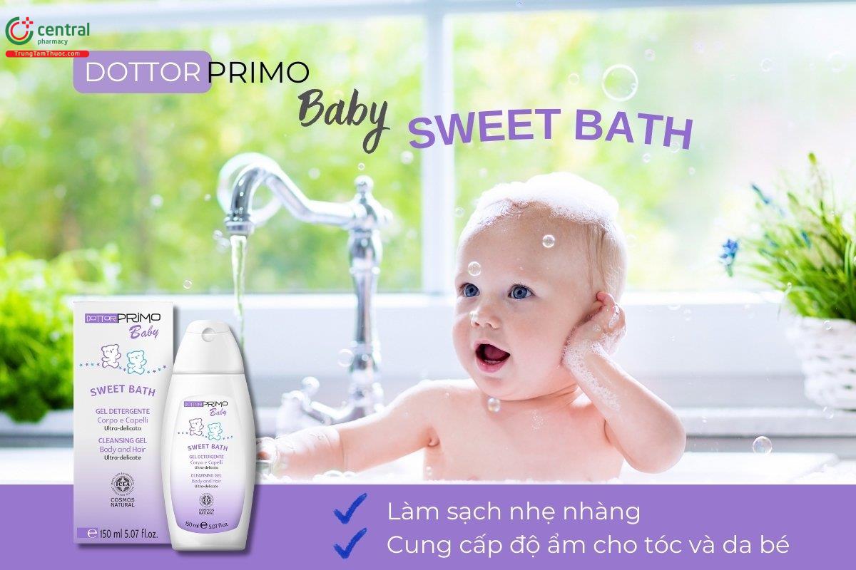 Sweet Bath giúp làm sạch dịu nhẹ, bổ sung độ ẩm cho tóc và da của bé