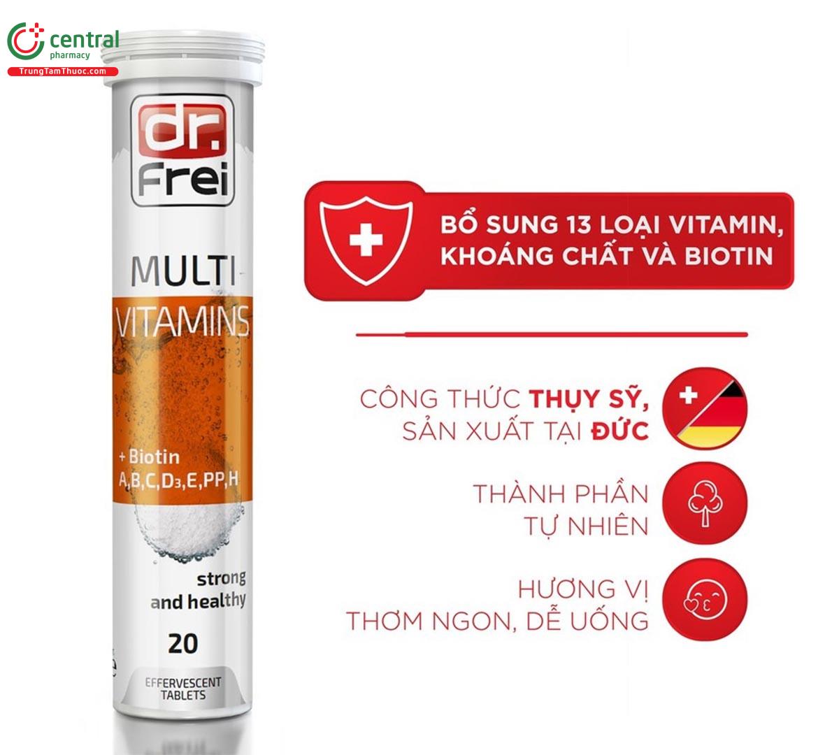 Dr.Frei Multivitamins + Biotin giúp cung cấp năng lượng cho cơ thể