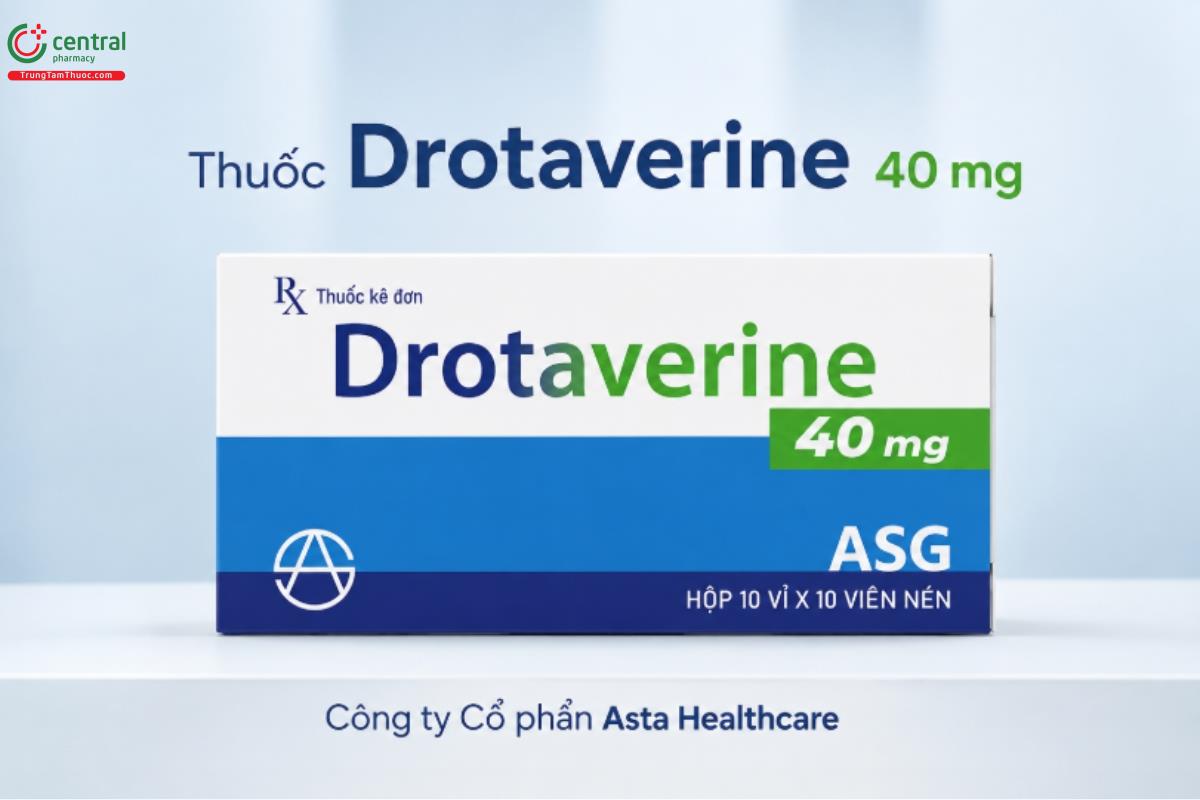 Thuốc Drotaverine 40 mg điều trị co thắt cơ trơn hệ tiêu hóa và bệnh lý đường niệu.