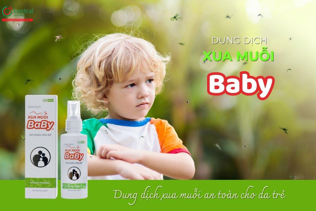 Dung dịch xua muỗi Baby giúp bảo vệ da, đuổi muỗi hiệu quả trong nhiều giờ, hỗ trợ phòng ngừa các bệnh do muỗi truyền như sốt rét, sốt xuất huyết và virus Zika.