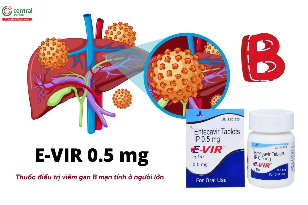 Thuốc E-Vir 0.5 mg điều trị bệnh nhên bị viêm gan B do virus (HBV)