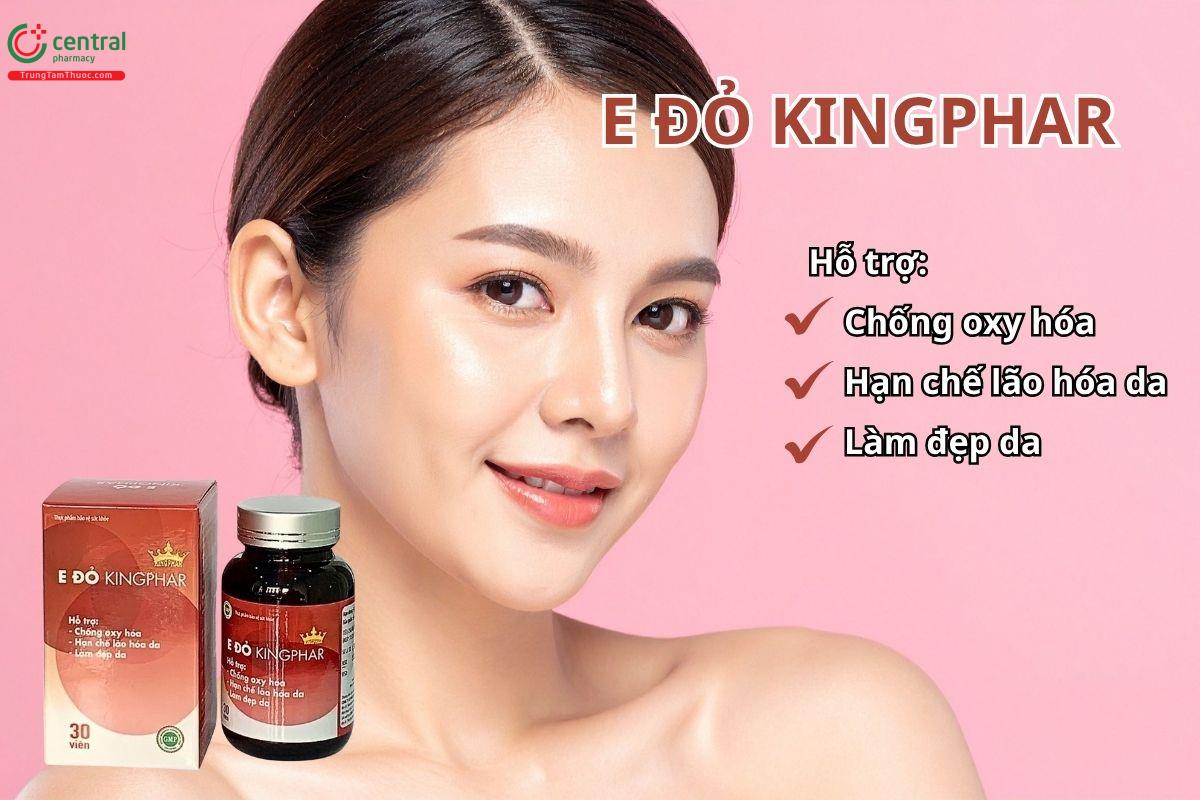 E Đỏ Kingphar bổ sung vitamin E, giúp chống oxy hóa và làm đẹp da