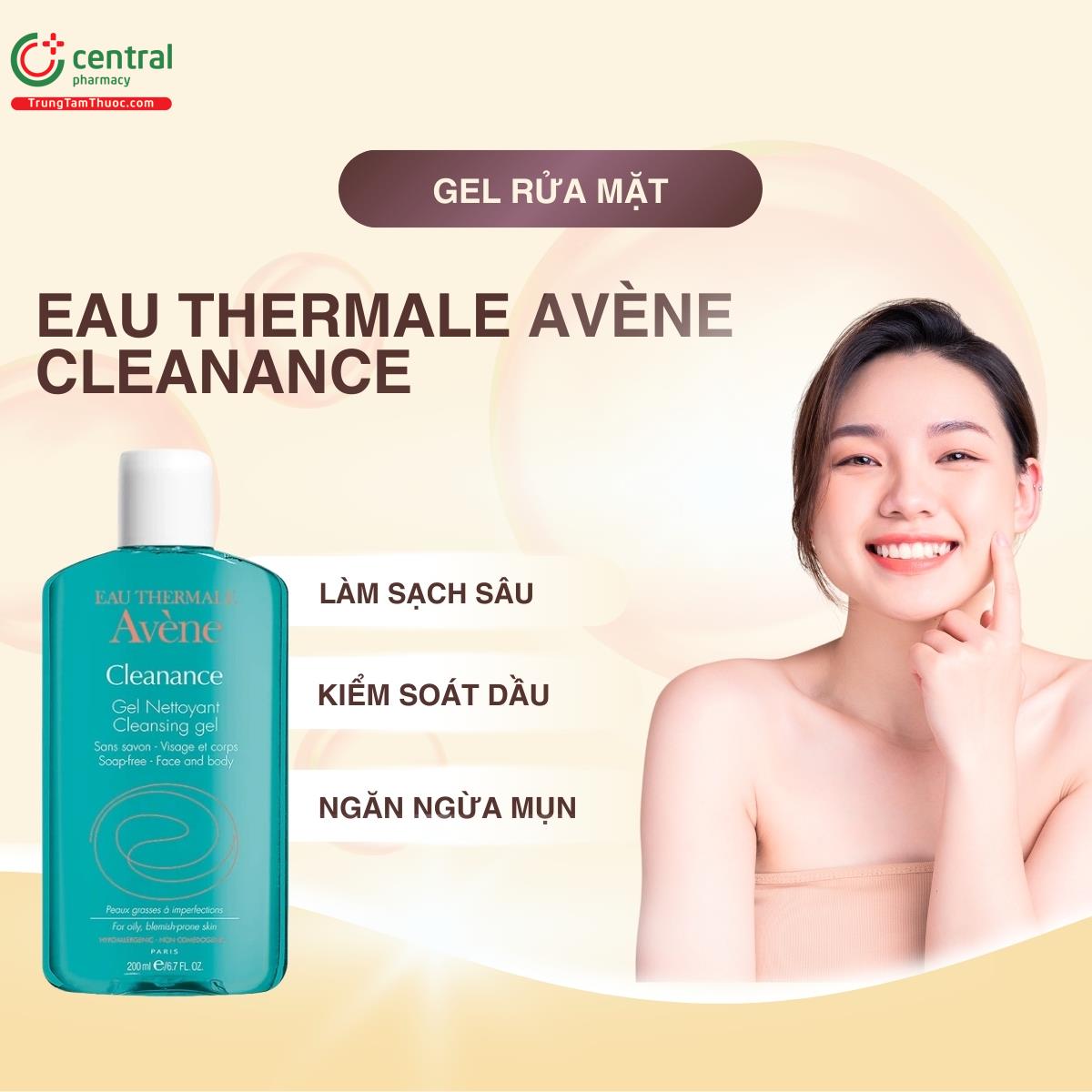 Gel rửa mặt Eau Thermale Avène Cleanance làm sạch bóng nhờn