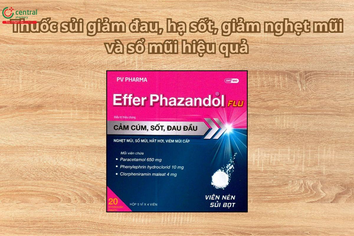 Thuốc Effer Phazandol Flu giảm đau, hạ sốt, giảm nghẹt mũi và sổ mũi 