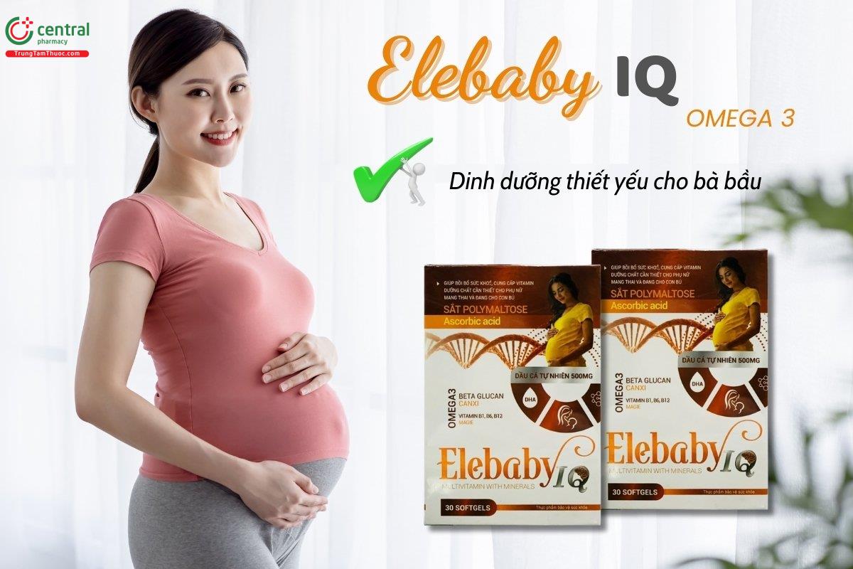 Elebaby IQ Omega 3 bổ sung vitamin, dưỡng chất và khoáng chất thiết yếu dành riêng cho phụ nữ mang thai và cho con bú