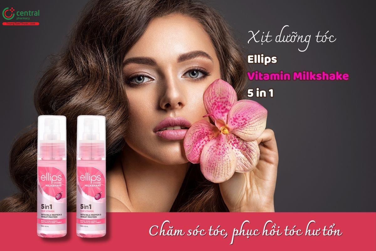 Xịt dưỡng tóc Ellips Vitamin Milkshake 5 in 1 hỗ trợ nuôi dưỡng và phục hồi tóc hư tổn, giúp tóc chắc khỏe, duy trì độ mềm mại và hương thơm dễ chịu ngay sau khi sử dụng.