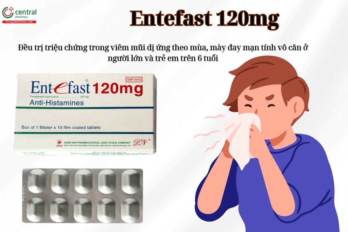 Thuốc Entefast 120mg trị các triệu chứng trong viêm mũi dị ứng theo mùa