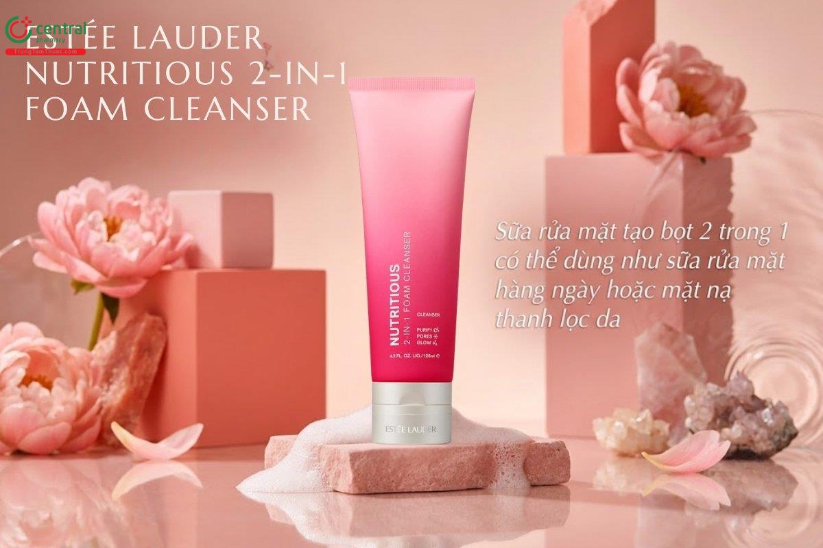 Estée Lauder Nutritious 2-in-1 Foam Cleanser làm sạch và thanh lọc da