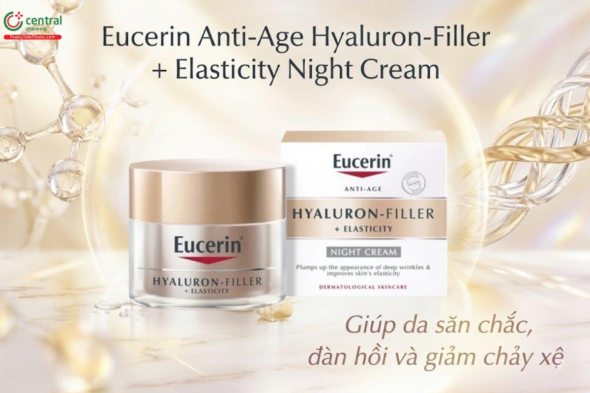 Kem dưỡng da ban đêm Eucerin Hyaluron-Filler + Elasticity làm mờ nếp nhăn