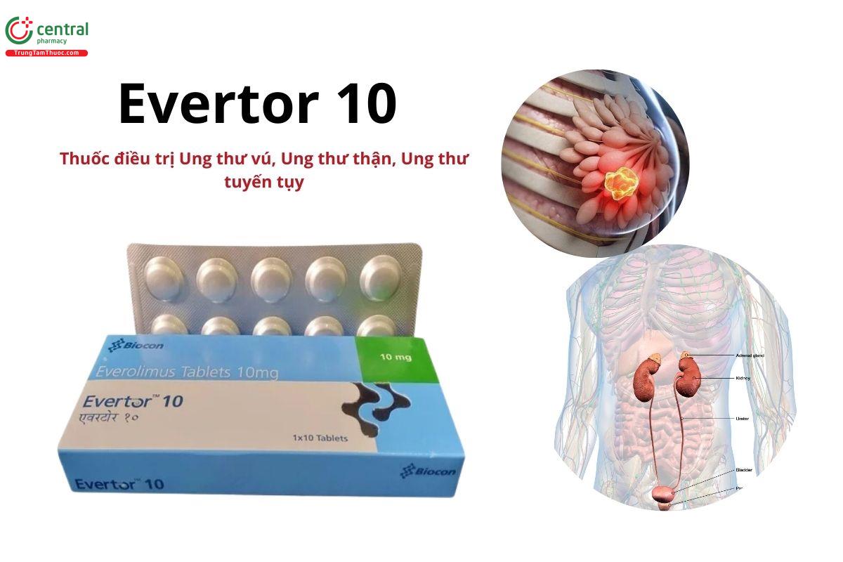 Thuốc Evertor 10 điều trị ung thư vú, ung thư tuyến tụy, u thận