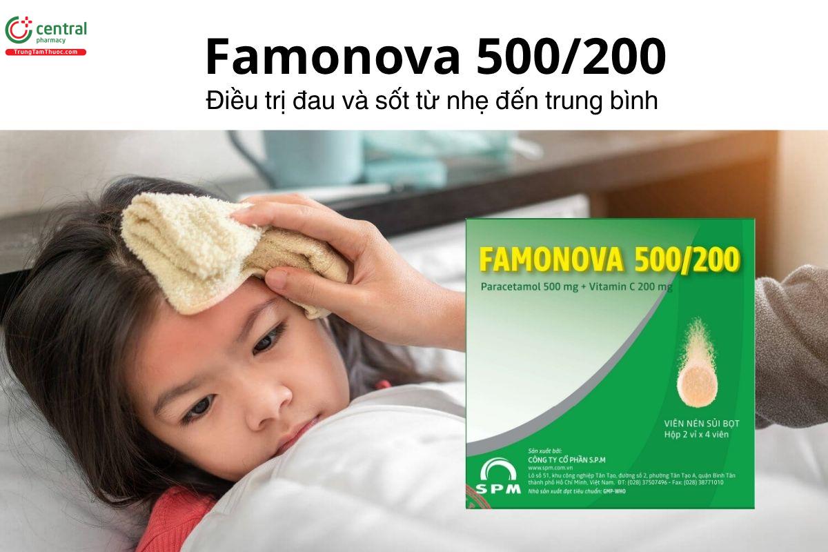 Thuốc Famonova 500/200 - Điều trị đau và sốt từ nhẹ đến trung bình 