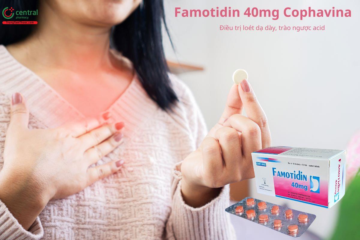 Famotidin 40mg Cophavina điều trị loét dạ dày, trào ngược acid