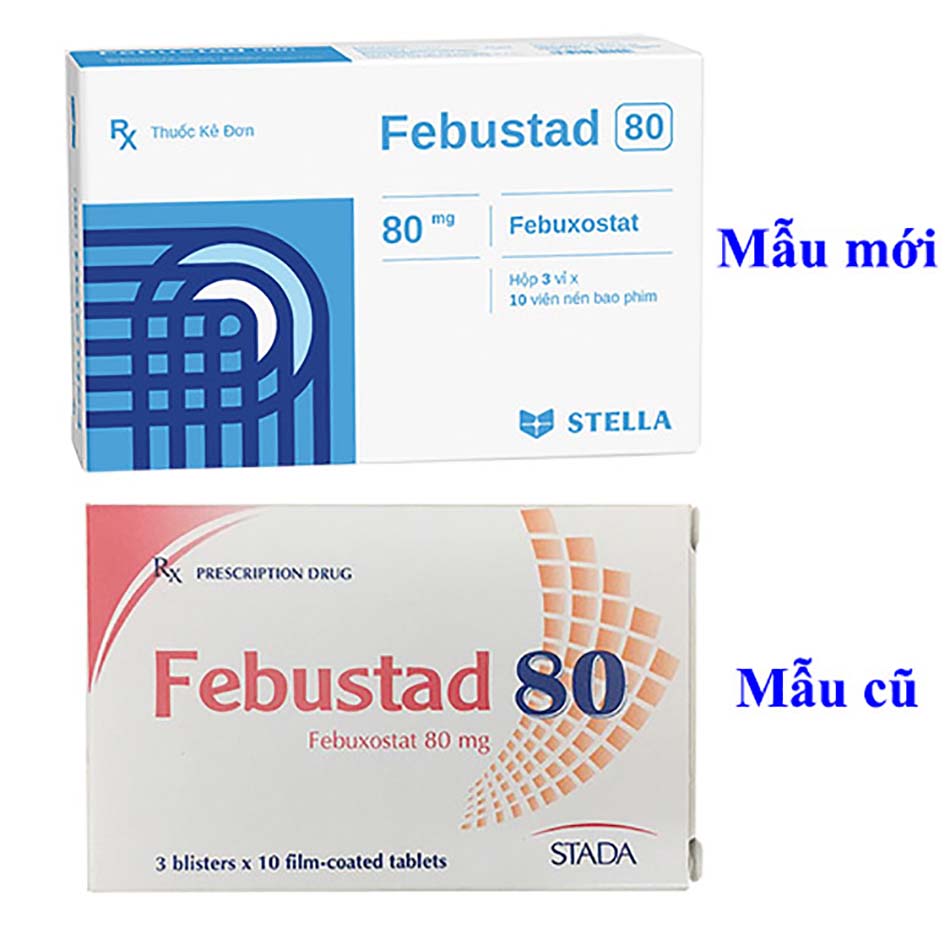 Hình ảnh mẫu mới và mẫu cũ thuốc Febustad 80