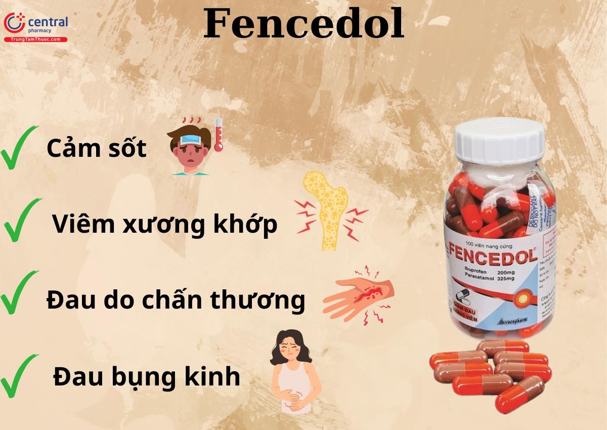 Thuốc Fencedol (Lọ 100 viên nang cứng) - Điều trị các triệu chứng cảm sốt, giảm đau, kháng viêm