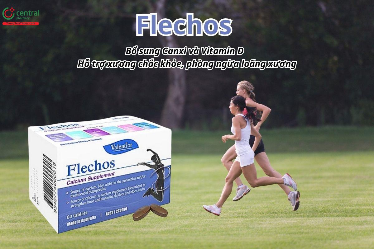 Flechos bổ sung Canxi và Vitamin D, hỗ trợ xương chắc khỏe và phòng ngừa loãng xương