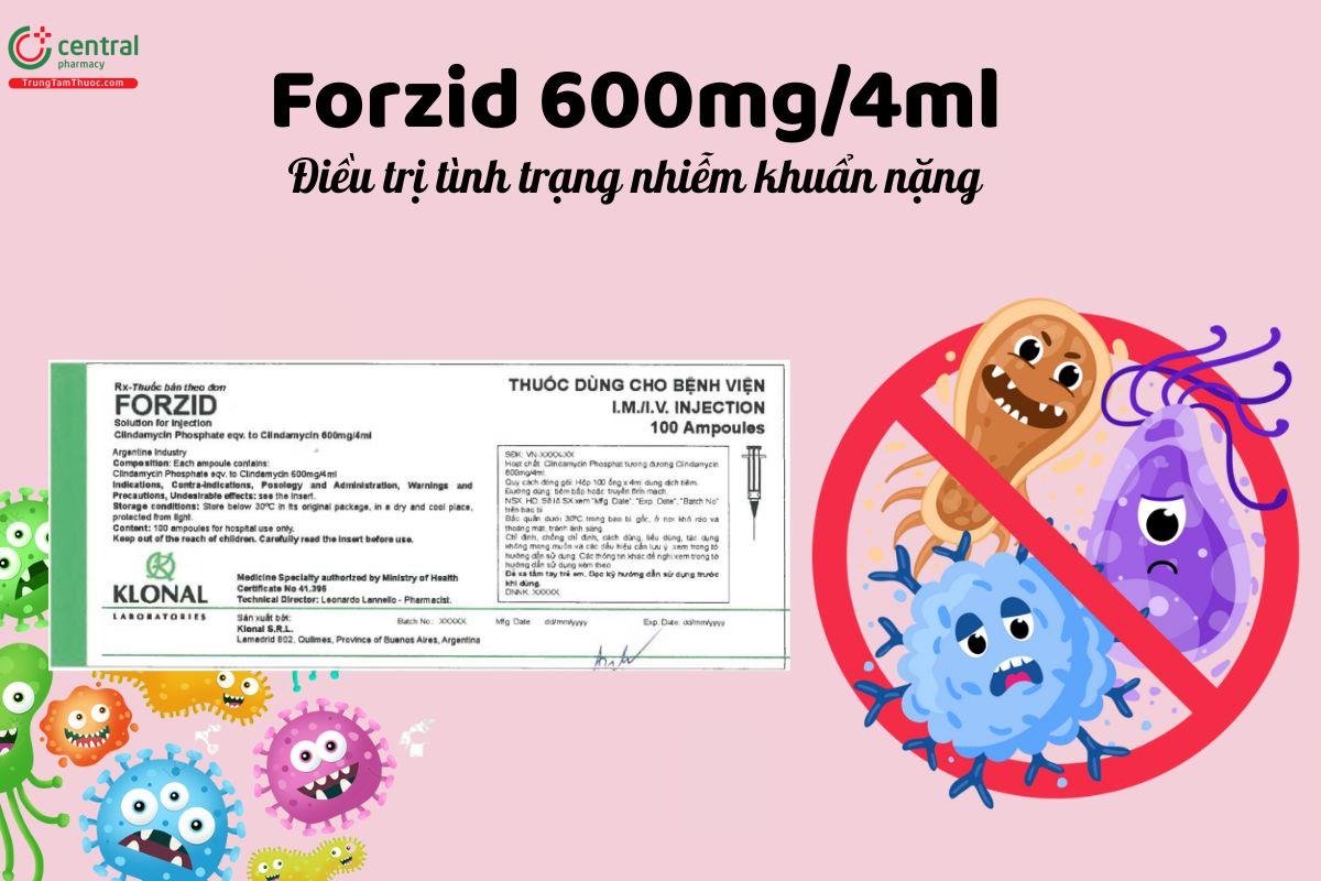 Thuốc Forzid 600mg/4ml - Điều trị tình trạng nhiễm khuẩn nặng