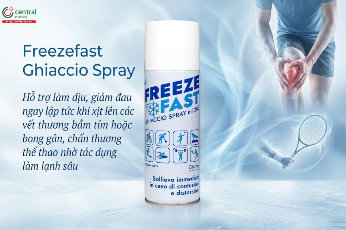 Freezefast Ghiaccio Spray giúp nhanh chóng làm dịu cảm giác đau, khó chịu