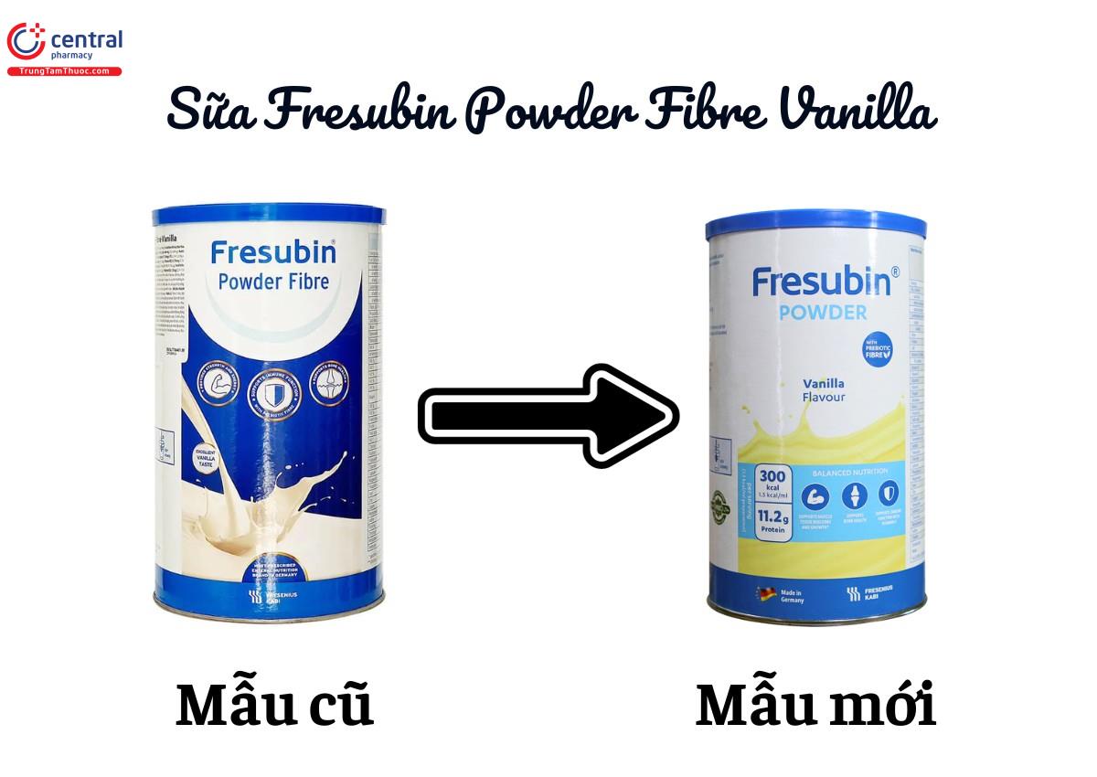 Mẫu cũ và mẫu mới sữa Fresubin Powder Fibre Vanilla