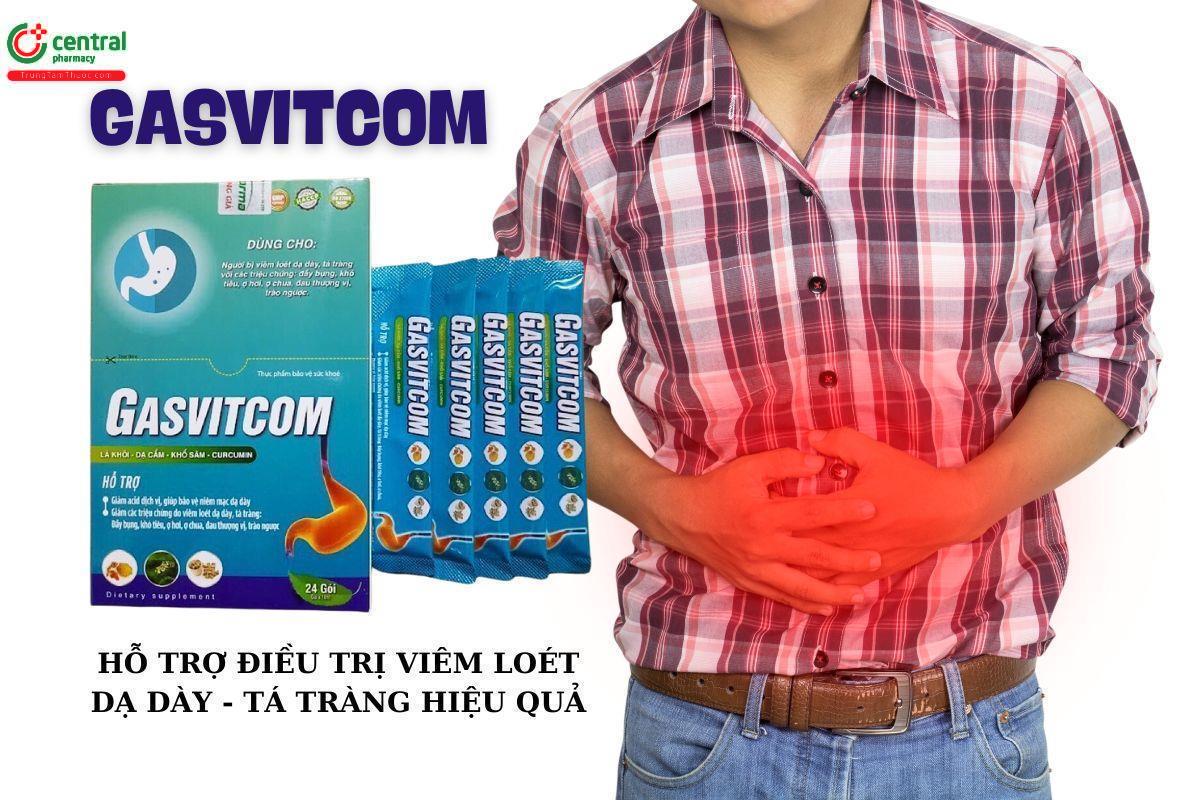 Gel dạ dày Gasvitcom hỗ trợ làm giảm triệu chứng viêm loét dạ dày - tá tràng