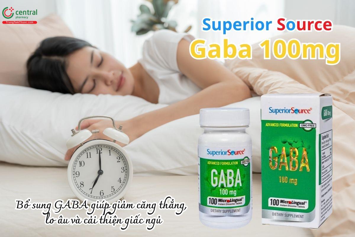Gaba 100mg Superior Source bổ sung GABA giúp giảm căng thẳng, lo âu và cải thiện giấc ngủ