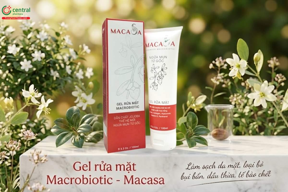 Gel rửa mặt Macrobiotic Macasa làm sạch da và duy trì độ ẩm tự nhiên