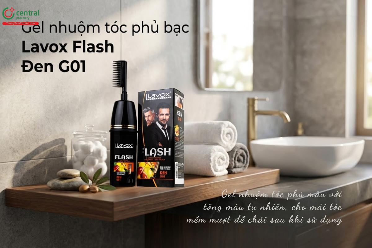 Gel nhuộm tóc phủ bạc Lavox Flash Đen G01 phủ bạc hiệu quả cho tóc