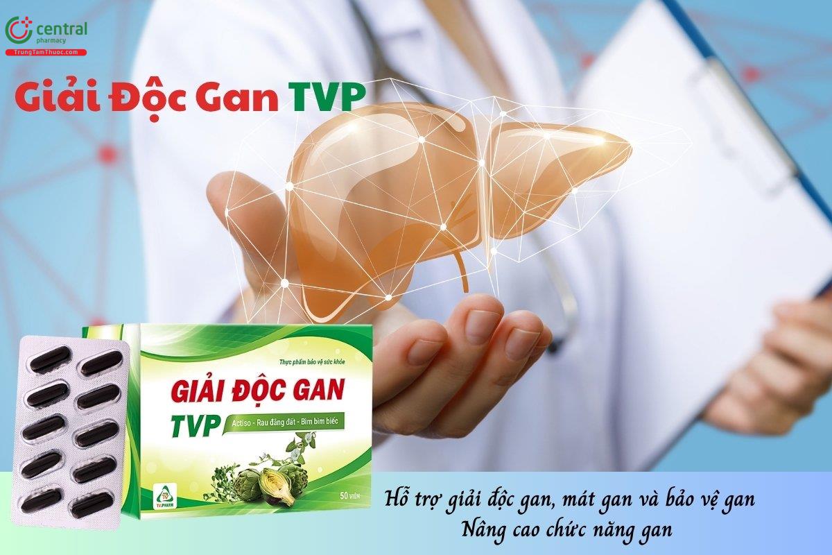 Giải Độc Gan TVP hỗ trợ giải độc gan, mát gan và bảo vệ gan, nâng cao chức năng gan trong viêm gan, xơ gan, dùng nhiều bia rượu, các chất gây hại cho gan