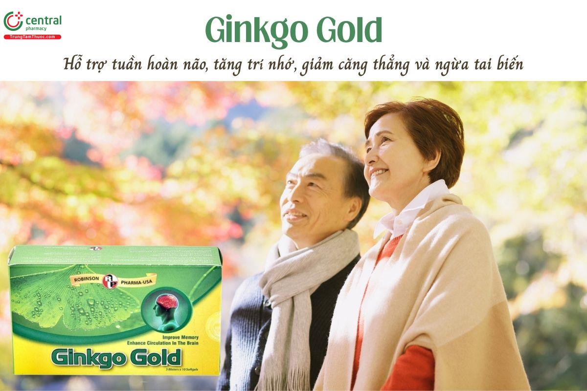 Ginkgo Gold Robinson Pharma Usa giúp tăng tuần hoàn máu não, cải thiện trí nhớ, giảm căng thẳng
