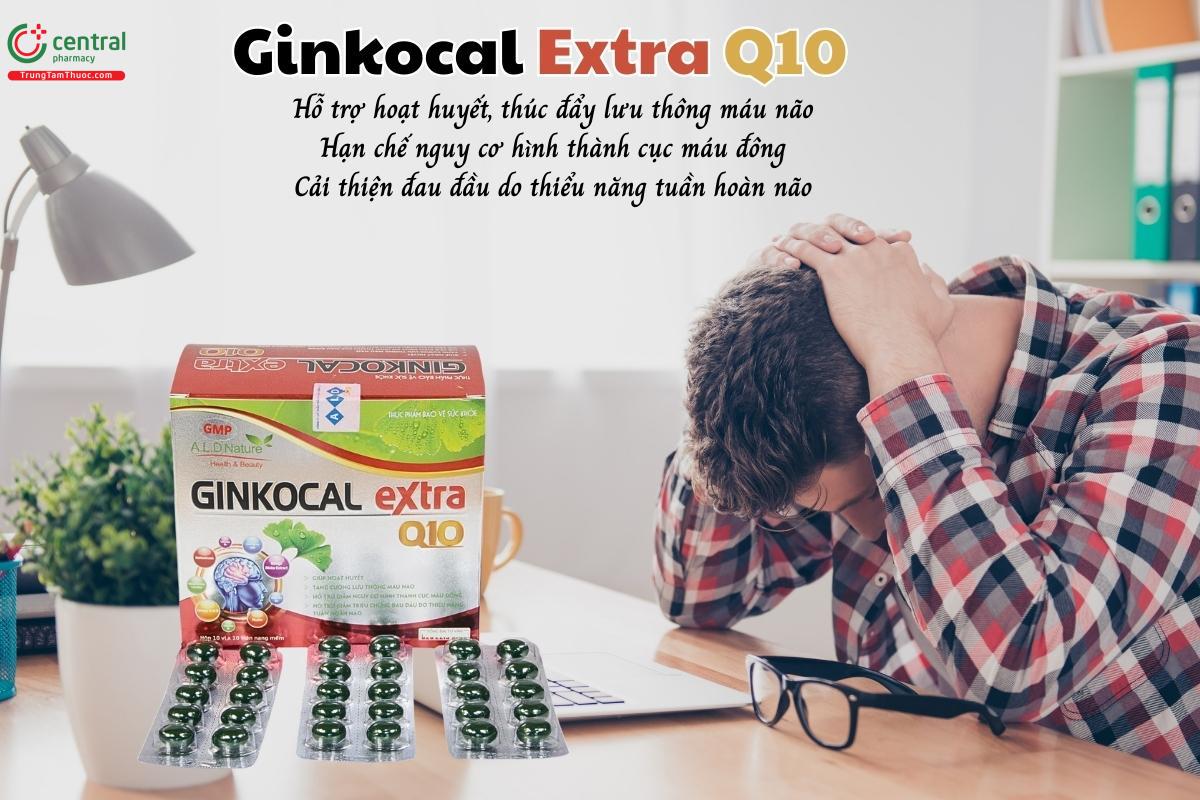 Ginkocal Extra Q10 hỗ trợ hoạt huyết, thúc đẩy lưu thông máu não, hạn chế nguy cơ hình thành cục máu đông, cải thiện đau đầu do thiểu năng tuần hoàn não