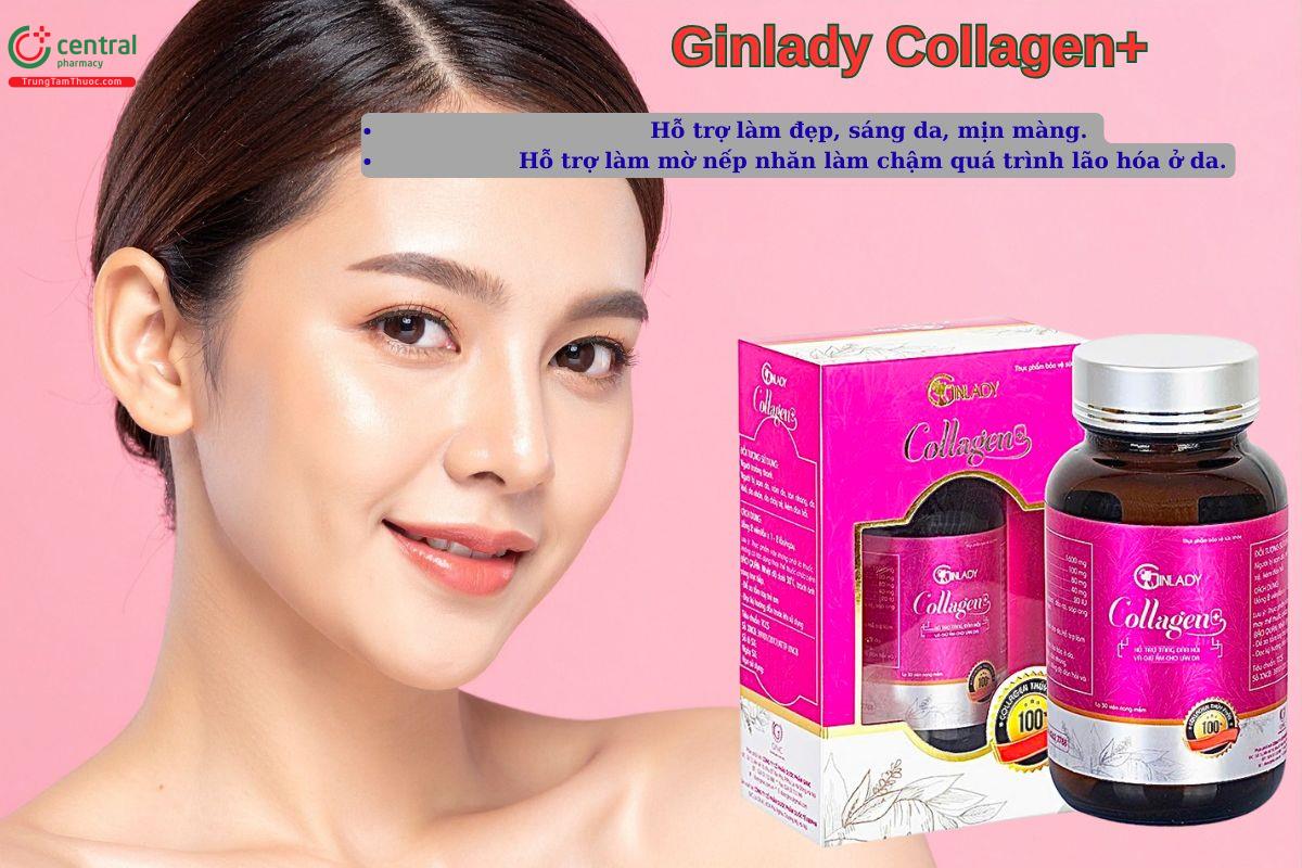 Viên uống Ginlady Collagen+ giúp làm đẹp da, sáng da, giúp da mịn màng