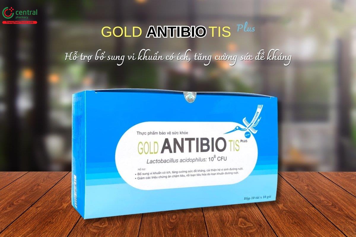 Gold Antibiotis Plus giúp bổ sung lợi khuẩn, hỗ trợ tăng cường hệ miễn dịch và cân bằng hệ vi sinh đường ruột, giảm các biểu hiện như ăn khó tiêu, đầy hơi, tiêu chảy,...