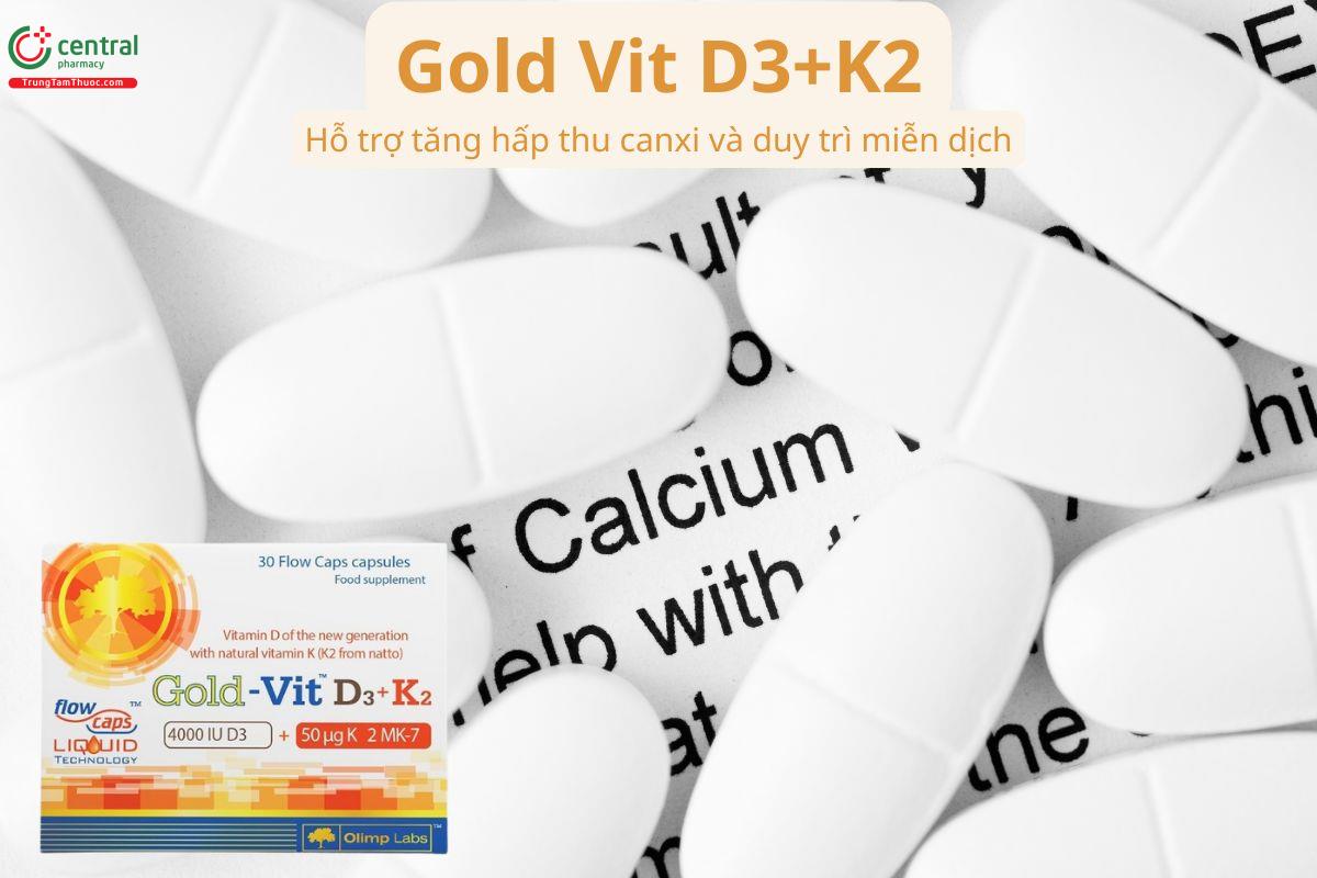 Gold Vit D3+K2 hỗ trợ tăng hấp thu canxi và duy trì sức khoẻ xương