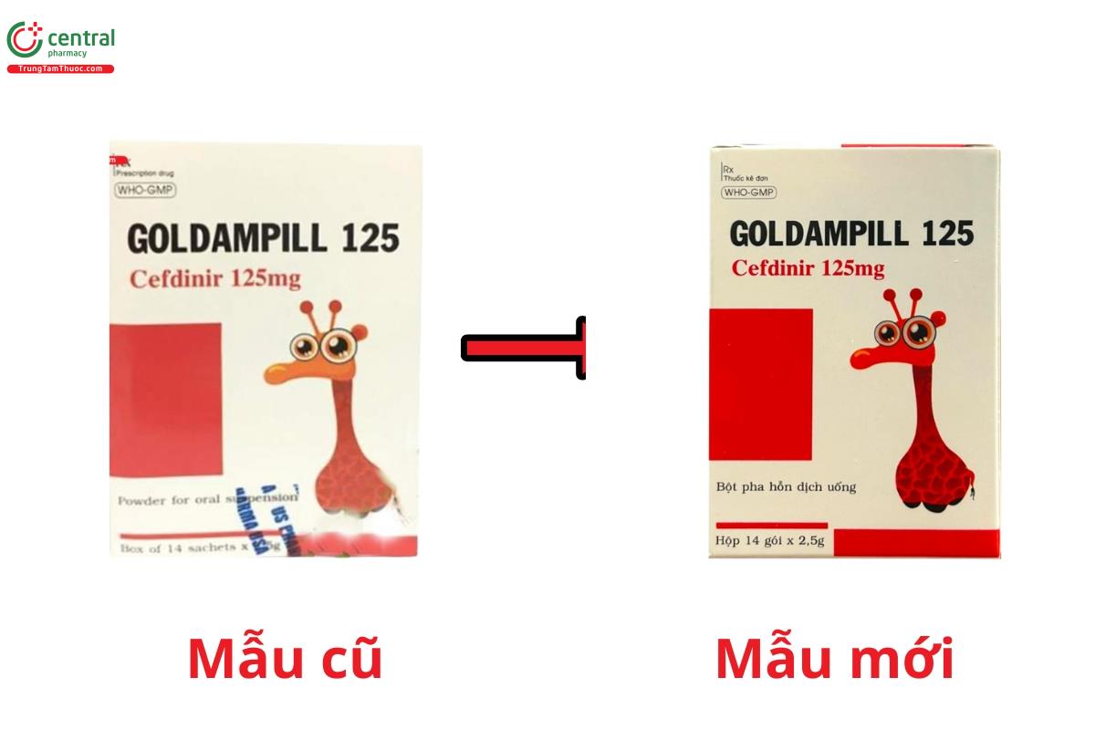 Thay đổi bao bì mẫu Thuốc Goldampill 125