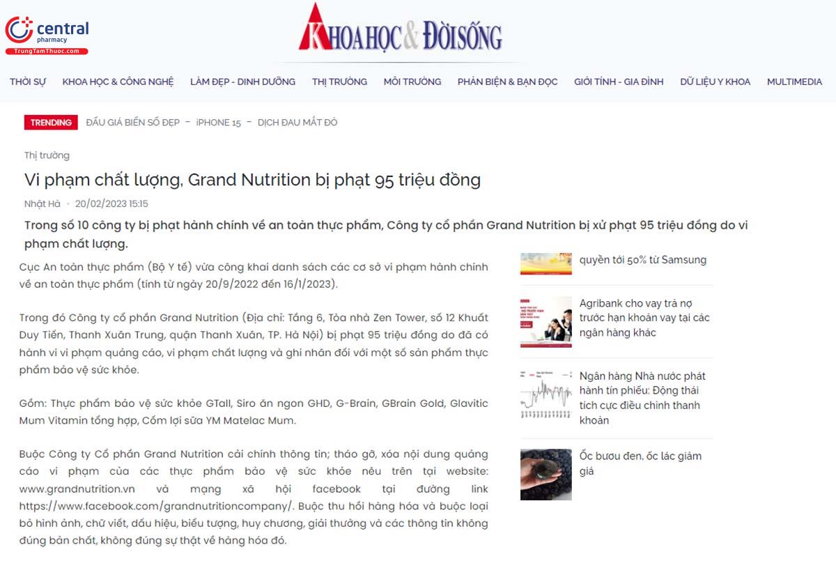 Thông tin về Grand Nutrition